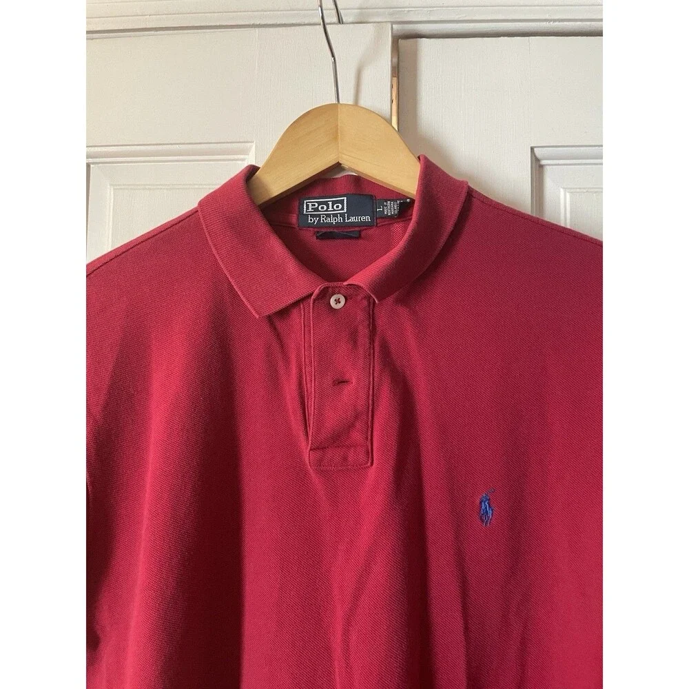 Vintage Polo Ralph Lauren Custom Fit Polo Shirt Big Pony Y2K Red Men’s Size L